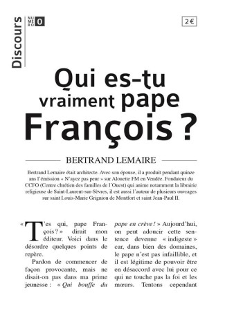 DISCOURS N*0 - QUI ES-TU VRAIMENT PAPE FRANCOIS ? - BERTRAND LEMAIRE - TEQUI