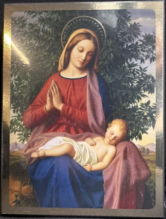 Marie contemplant Jésus endormi - Icône tradition 14x10.6 cm - 798.42 -   - CLEMENCES