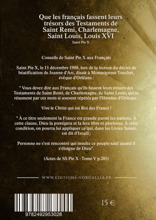 Les trésors des Testaments de St Remi, Charlemagne, St Louis, Louis XVI - Pierre Jolivet - VOXGALLIA